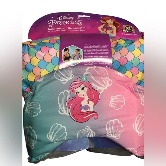 Disney Princess Ariel Swim Vest with Pastel Scales 33-55lbs - Picture 1 of 1